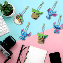 Load image into Gallery viewer, 6pcs DIY Double Sided Handmade Diamond Keychains Yoda Stitzer for Gifts (YS120)