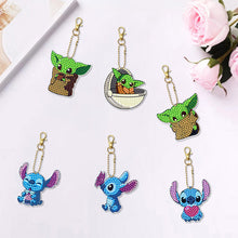 Load image into Gallery viewer, 6pcs DIY Double Sided Handmade Diamond Keychains Yoda Stitzer for Gifts (YS120)