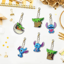 Load image into Gallery viewer, 6pcs DIY Double Sided Handmade Diamond Keychains Yoda Stitzer for Gifts (YS120)