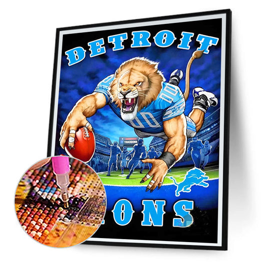 Diamond Painting - Full Round - detroit lions football team (30*40CM)