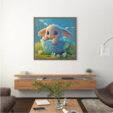 Load image into Gallery viewer, Diamond Painting - Full Round - Light Blue Potted Plant Zodiac Rabbit (30*30CM)