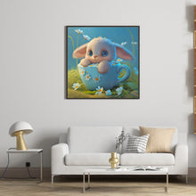 Load image into Gallery viewer, Diamond Painting - Full Round - Light Blue Potted Plant Zodiac Rabbit (30*30CM)