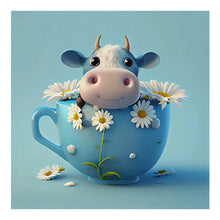 Load image into Gallery viewer, Diamond Painting - Full Round - Light Blue Potted Plant Zodiac Ox (30*30CM)