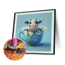 Load image into Gallery viewer, Diamond Painting - Full Round - Light Blue Potted Plant Zodiac Ox (30*30CM)