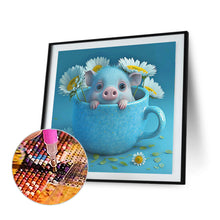 Load image into Gallery viewer, Diamond Painting - Full Round - Light Blue Potted Plant Zodiac Pig (30*30CM)