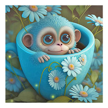 Load image into Gallery viewer, Diamond Painting - Full Round - Light Blue Potted Zodiac Monkey (30*30CM)