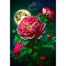 Load image into Gallery viewer, Diamond Painting - Full Round - Peony-Blooming and full moon (30*40CM)