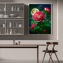 Load image into Gallery viewer, Diamond Painting - Full Round - Peony-Blooming and full moon (30*40CM)