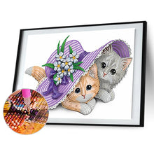 Load image into Gallery viewer, Diamond Painting - Partial Special Shaped - flower cat (40*30CM)