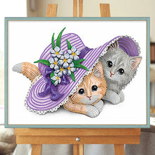 Load image into Gallery viewer, Diamond Painting - Partial Special Shaped - flower cat (40*30CM)