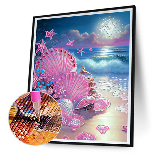 Diamond Painting - Partial Special Shaped - dreamy seaside beach shells (30*40CM)