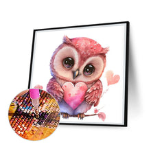 Load image into Gallery viewer, Diamond Painting - Full Round - pink flower owl (30*30CM)