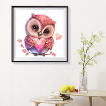 Load image into Gallery viewer, Diamond Painting - Full Round - pink flower owl (30*30CM)