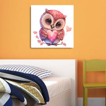 Load image into Gallery viewer, Diamond Painting - Full Round - pink flower owl (30*30CM)
