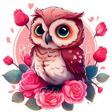 Load image into Gallery viewer, Diamond Painting - Full Round - pink flower owl (30*30CM)