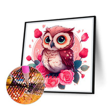 Load image into Gallery viewer, Diamond Painting - Full Round - pink flower owl (30*30CM)