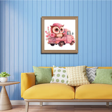 Load image into Gallery viewer, Diamond Painting - Full Round - pink flower owl (30*30CM)