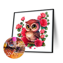 Load image into Gallery viewer, Diamond Painting - Full Round - pink flower owl (30*30CM)