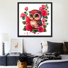 Load image into Gallery viewer, Diamond Painting - Full Round - pink flower owl (30*30CM)