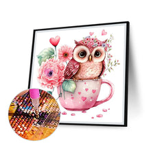 Load image into Gallery viewer, Diamond Painting - Full Round - pink flower owl (30*30CM)