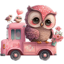 Load image into Gallery viewer, Diamond Painting - Full Round - pink flower owl (30*30CM)