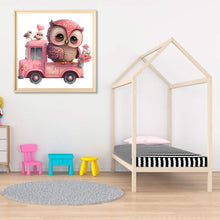 Load image into Gallery viewer, Diamond Painting - Full Round - pink flower owl (30*30CM)