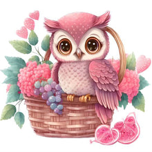 Load image into Gallery viewer, Diamond Painting - Full Round - pink flower owl (30*30CM)
