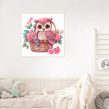 Load image into Gallery viewer, Diamond Painting - Full Round - pink flower owl (30*30CM)