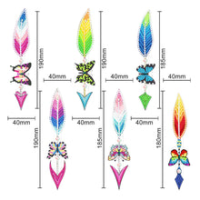 Load image into Gallery viewer, 6pcs DIY Feather Diamond Painting Bookmarks with Crystal Pendant (SQ206)