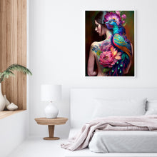 Load image into Gallery viewer, Diamond Painting - Full Round - personality girl flowers and birds back (30*40CM)