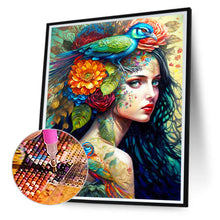 Load image into Gallery viewer, Diamond Painting - Full Round - personality girl flowers and birds back (30*40CM)