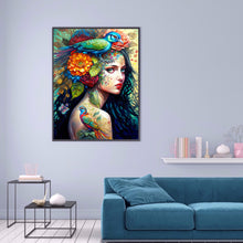 Load image into Gallery viewer, Diamond Painting - Full Round - personality girl flowers and birds back (30*40CM)