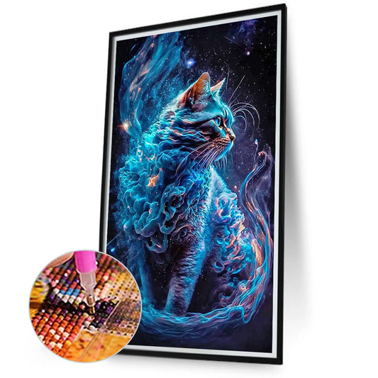 Diamond Painting - Full Round - blue starry smoke cat (40*70CM)
