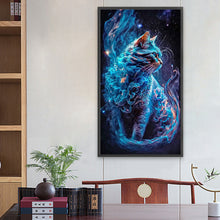 Load image into Gallery viewer, Diamond Painting - Full Round - blue starry smoke cat (40*70CM)