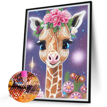 Load image into Gallery viewer, Diamond Painting - Partial Special Shaped - giraffe with flower (30*40CM)