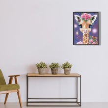 Load image into Gallery viewer, Diamond Painting - Partial Special Shaped - giraffe with flower (30*40CM)