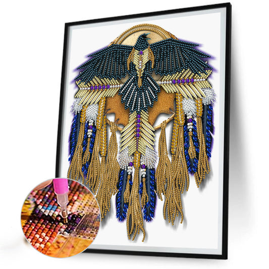 Diamond Painting - Partial Special Shaped - Native Raven Mandala Dream Catcher (30*40CM)