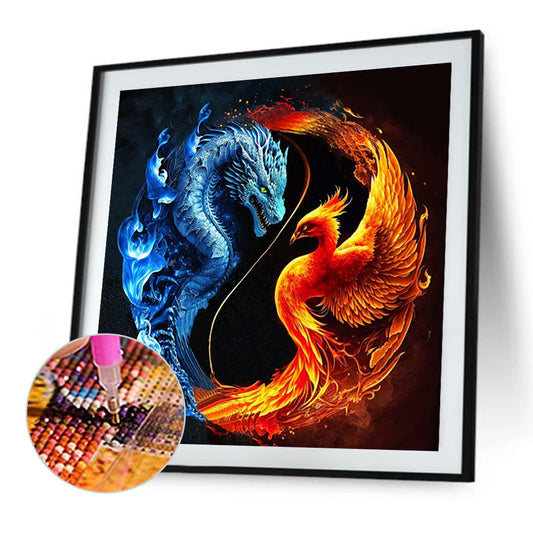 Diamond Painting - Full Round - Dragon and Phoenix yin and yang (30*30CM)