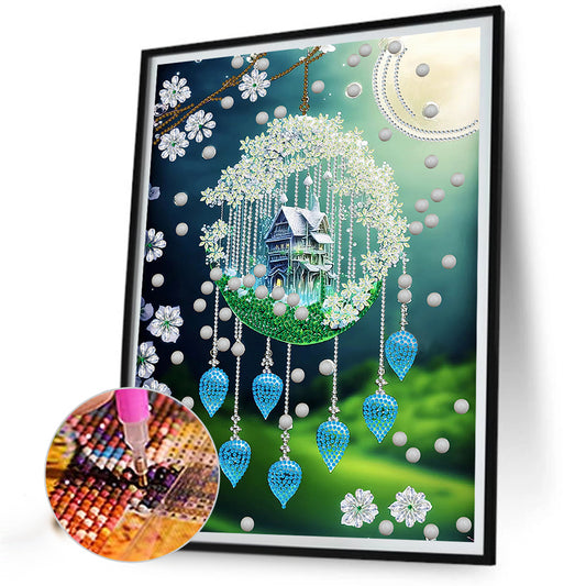 Diamond Painting - Partial Special Shaped - green leaf water drop microcosm (30*40CM)