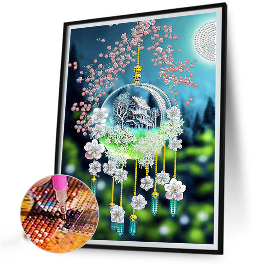 Diamond Painting - Partial Special Shaped - green leaf water drop microcosm (30*40CM)