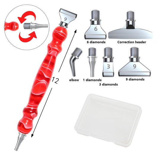 Screw Thread Diamond Painting Pen 5D Painting Tools with 6 Replacement Pen Heads
