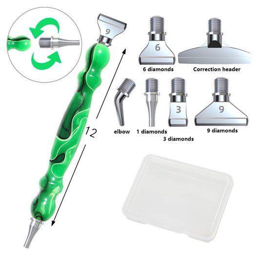 Screw Thread Diamond Painting Pen 5D Painting Tools with 6 Replacement Pen Heads