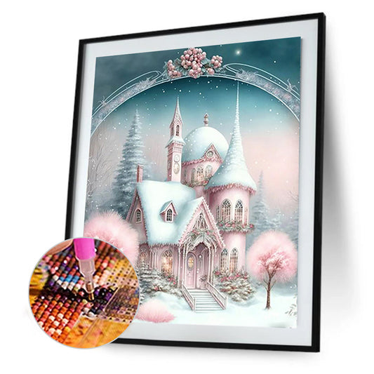 Diamond Painting - Full Round - pink snowflake castle (30*40CM)