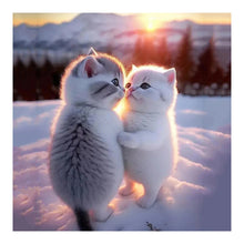 Load image into Gallery viewer, Diamond Painting - Full Round - two kittens in the snow (30*30CM)