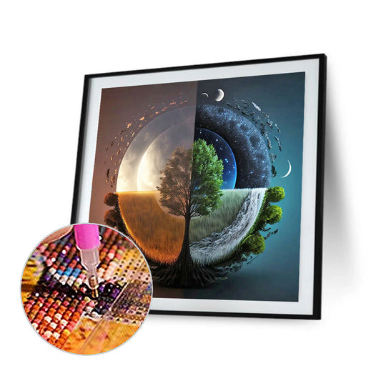 Diamond Painting - Full Round - Seasonal change chart of the sun and the moon (40*40CM)
