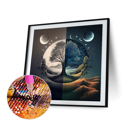 Diamond Painting - Full Round - Seasonal change chart of the sun and the moon (40*40CM)
