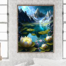 Load image into Gallery viewer, Diamond Painting - Full Round - Lotus Pond at the foot of the mountain (40*50CM)