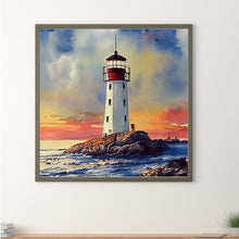 Load image into Gallery viewer, Diamond Painting - Full Round - cross sea lighthouse (30*30CM)