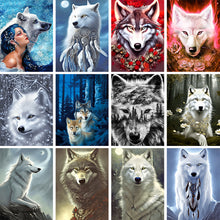Load image into Gallery viewer, Diamond Painting - Full Round - arctic wolf dream catcher (30*40CM)