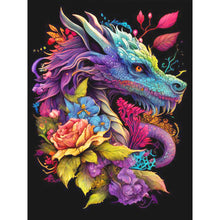 Load image into Gallery viewer, Diamond Painting - Full Round - dragon surrounded by flowers (30*40CM)